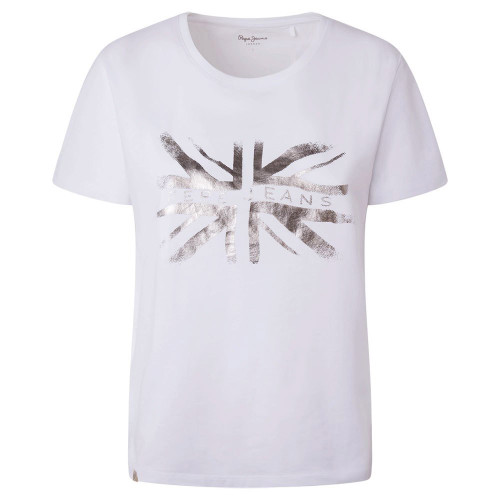Pepe Jeans Γυναικεία κοντομάνικη μπλούζα Lali Metallic Logo Cotton T-Shirt